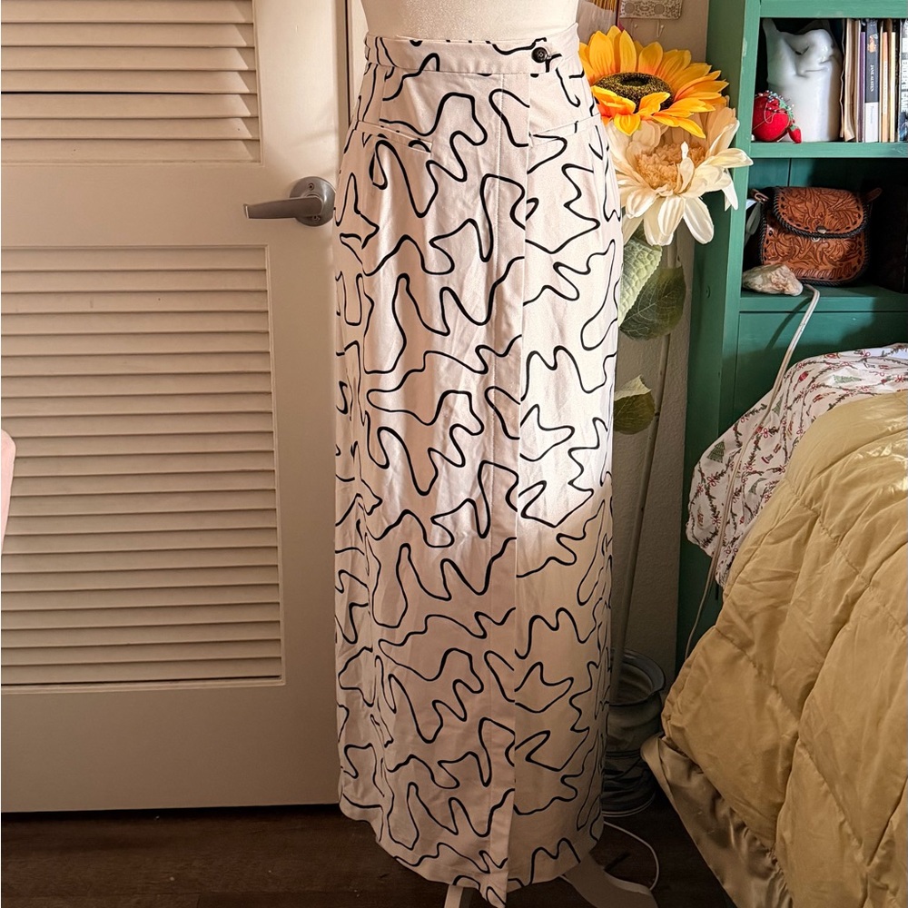 Marini white and Black Abstract Maxi Skirt